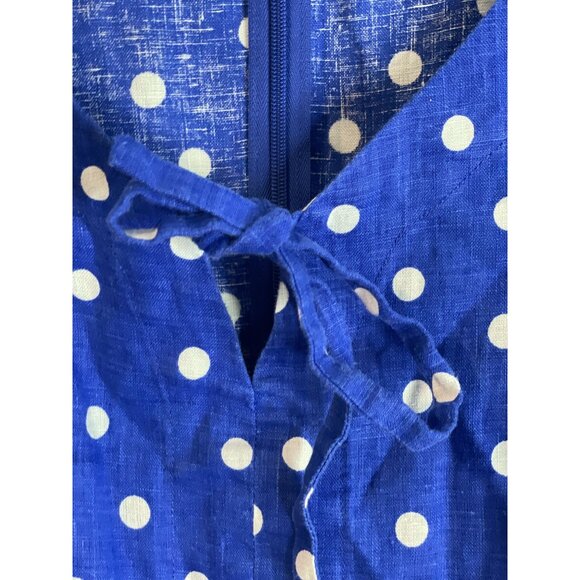 Boden Blue & White Polka Dot Linen Dress With Pockets Size 12R - Picture 4 of 13